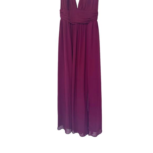Lulus Heavenly Hues Burgundy Formal Chiffon V-neck Maxi Dress Size Small - Picture 5 of 11